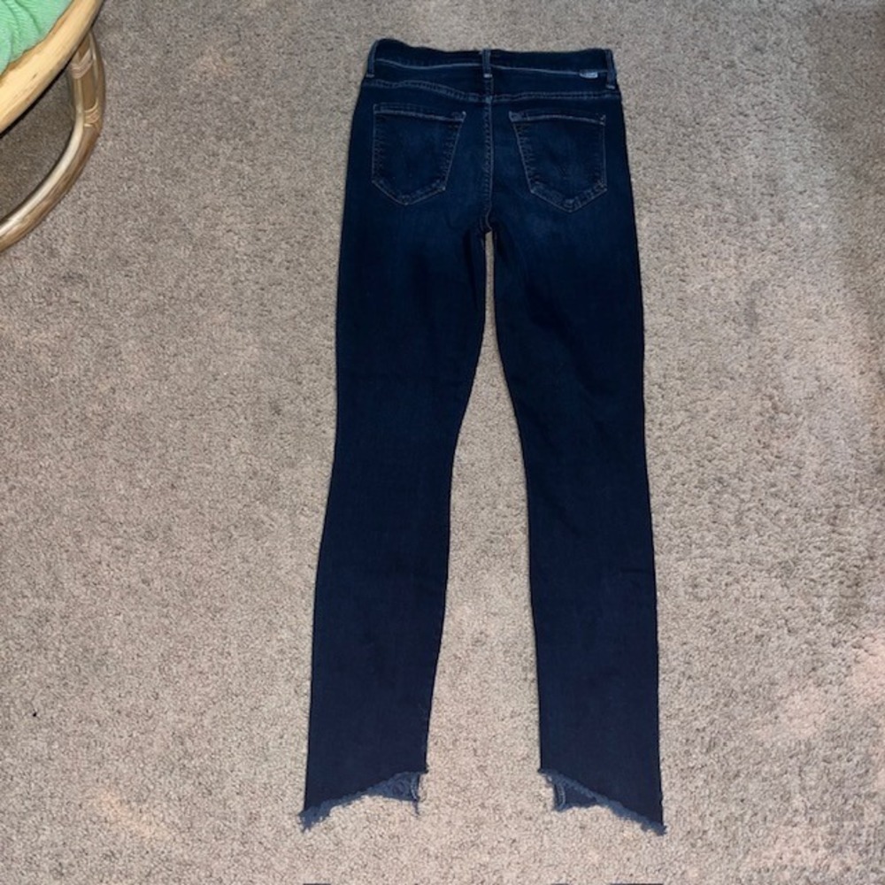 MOTHER The Stunner Zip Two Step Fray Skinny Jeans Last Call Dark Wash 25 - Picture 6 of 11